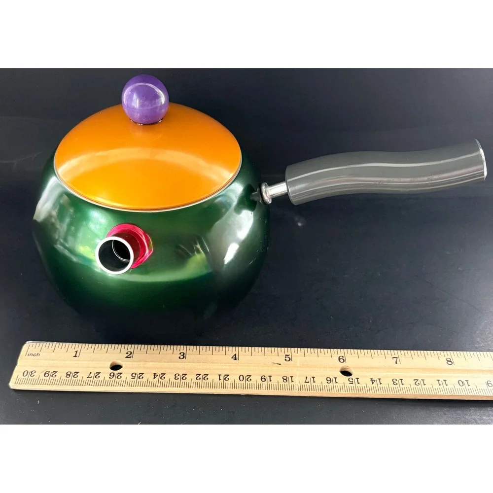 Vintage Cook Vessel Japan ChaPot Tea Maker Postmodern Memphis Style Green Orange